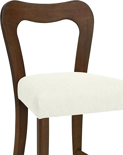 Miniatura 9 de Juego de 2 taburetes de bar de altura de mostrador, sillas de comedor de madera de goma para encimera de cocina, sala de estar y dormitorio, sillas