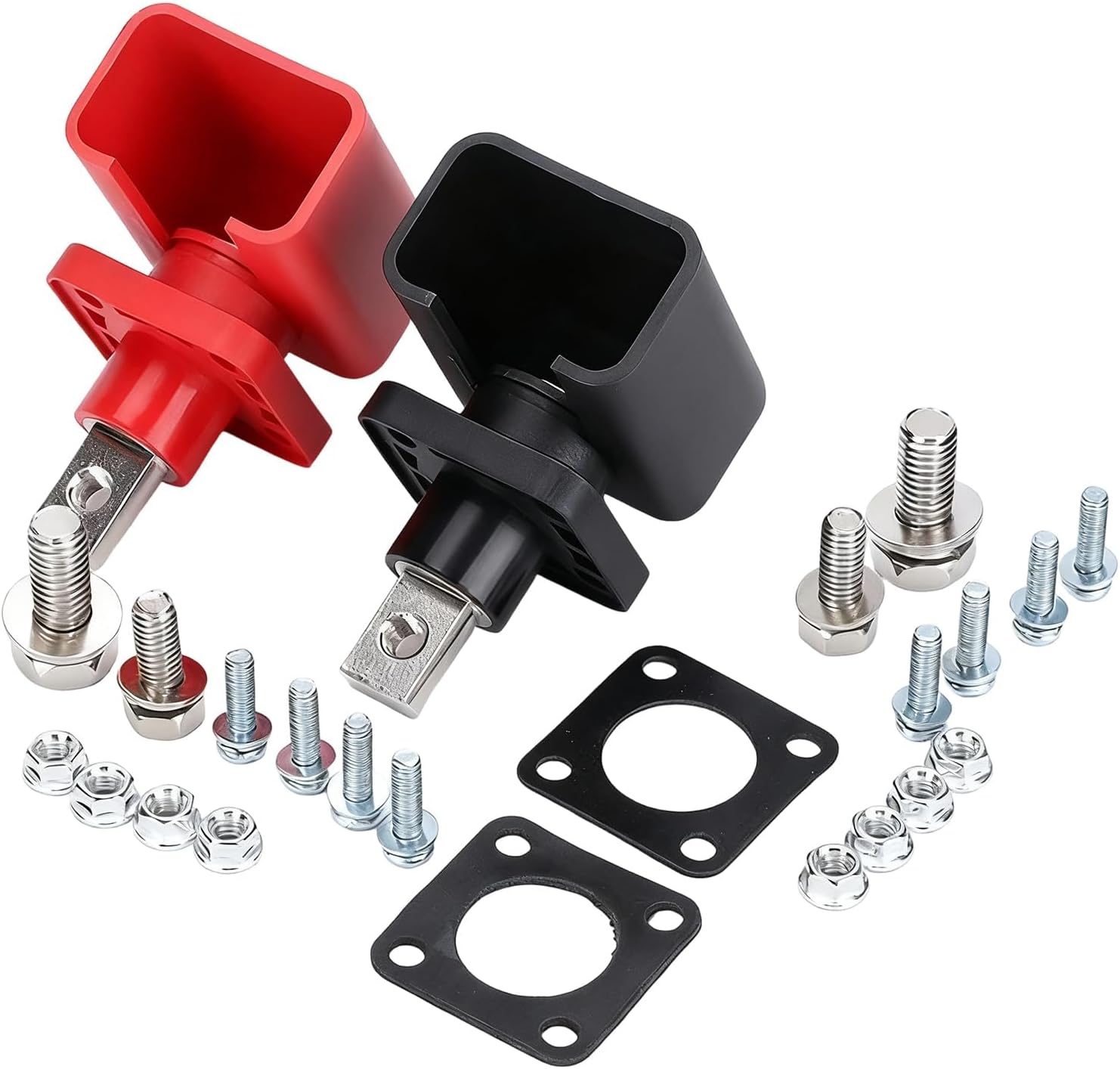Lithium Battery Pack Connector/Load Terminals, I Nickle Plated Copper 120 Amps I (Red + Black) Protection Cap.Heavy Duty Battery Terminal,Ideal for Lithium Battery Packs,Solar Systems 1 SET.