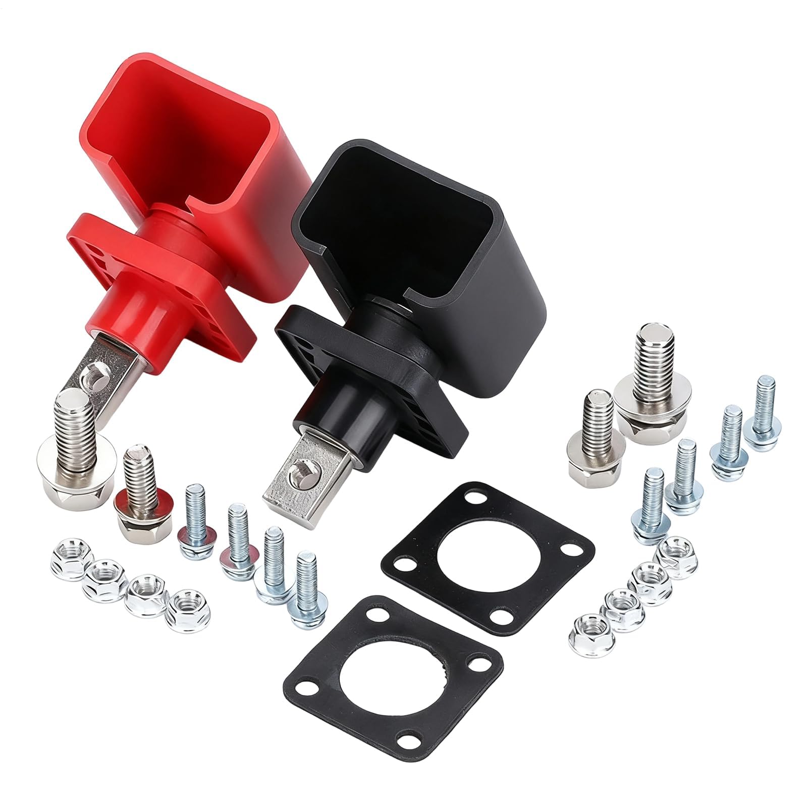 Lithium Battery Pack Connector/Load Terminals, I Nickle Plated Copper 120 Amps I (Red + Black) Protection Cap.Heavy Duty Battery Terminal,Ideal for Lithium Battery Packs,Solar Systems 1 SET.-image-8