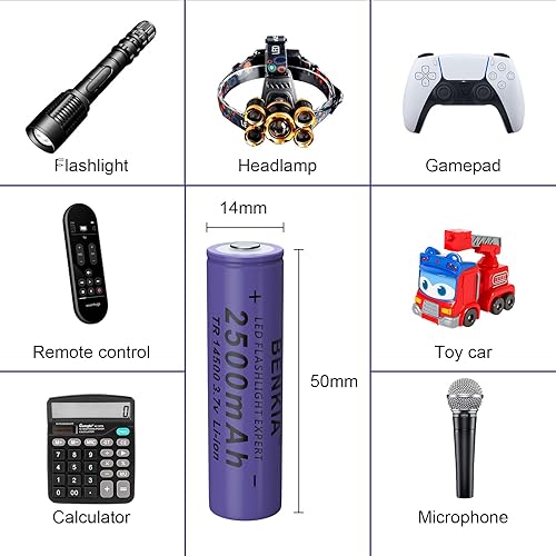 Miniatura 2 de Batería recargable 14500 de 3.7 voltios 2500 mAh, paquete de 4 baterías de gran capacidad para linterna LED, faros, cámaras, timbres de puerta, etc