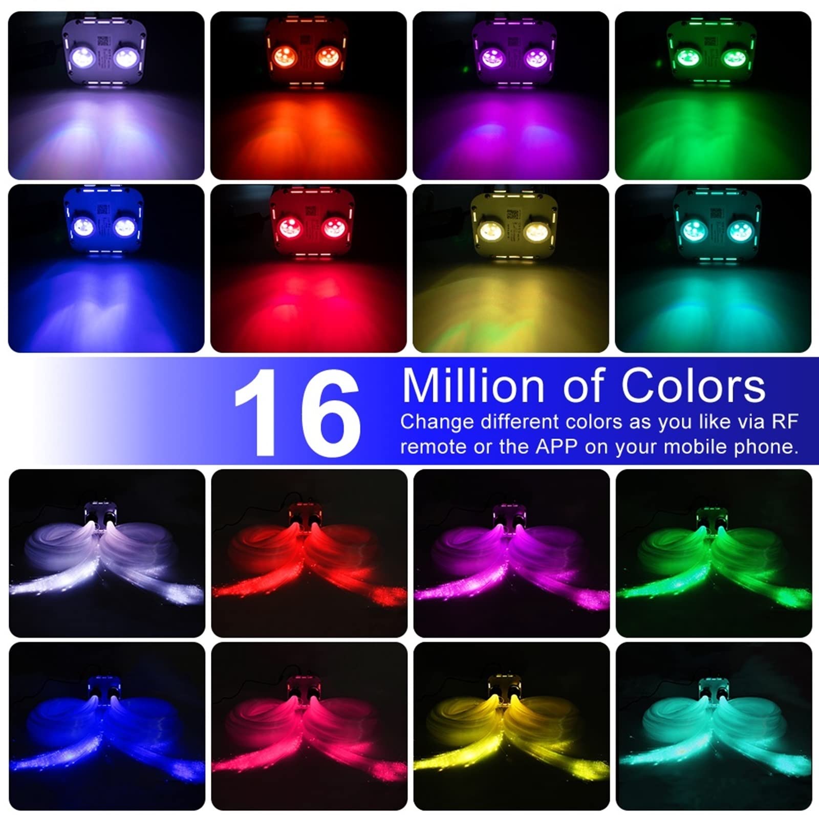 32W RGBW Twinkle Dual Port LED Samochodowa Światłowód Dotykowy RF Światłowód Gwiazda Zestaw Oświetlenia Sufitowego Do Sufitu Na Dach Samochodowy(Normal 4M 1200stars)