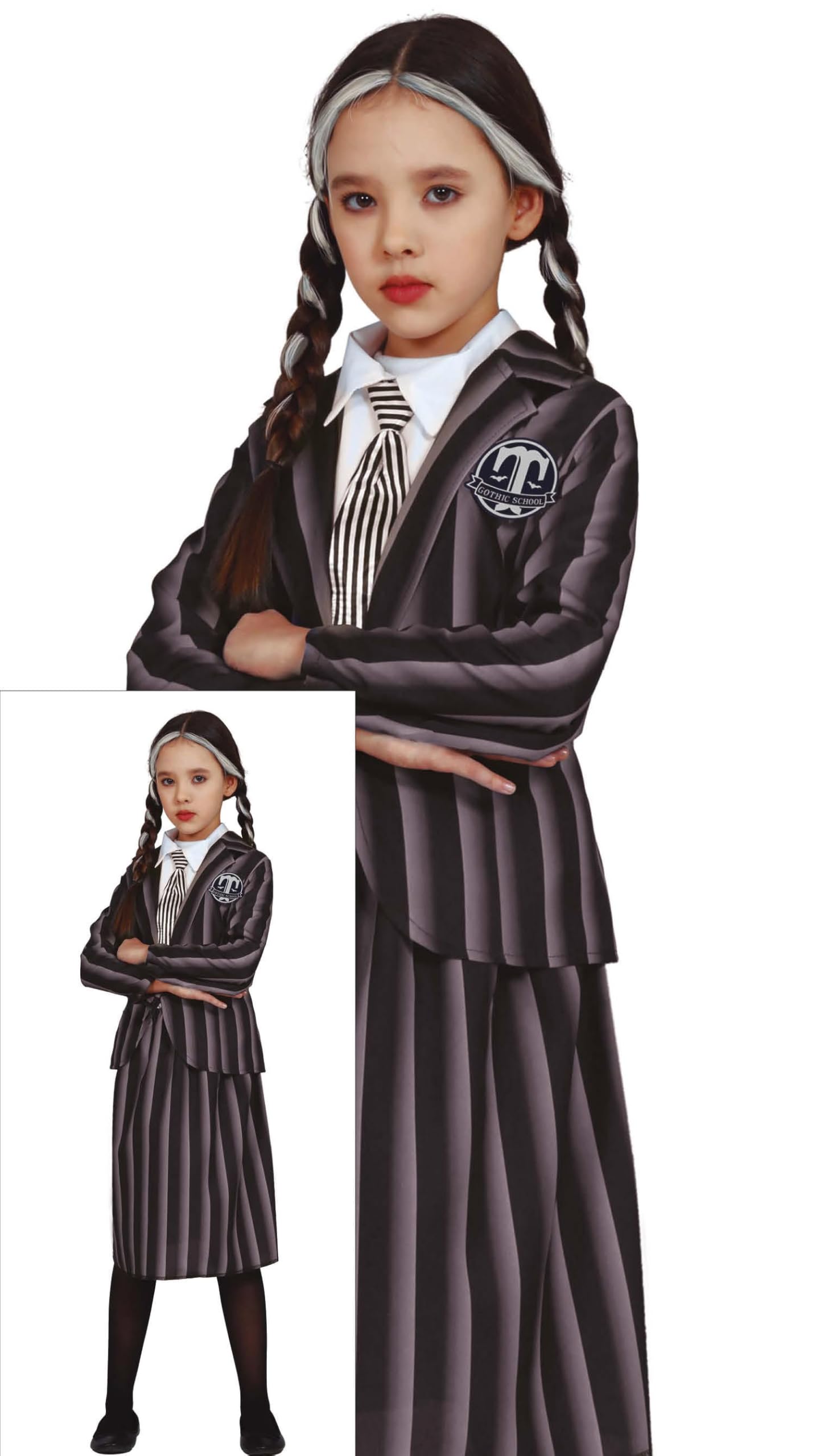 FIESTAS GUIRCA Gothic Family Girl School Uniform Fancy Dress - Gothic Girl Costume - Halloween Girls Costumes 3-4 years