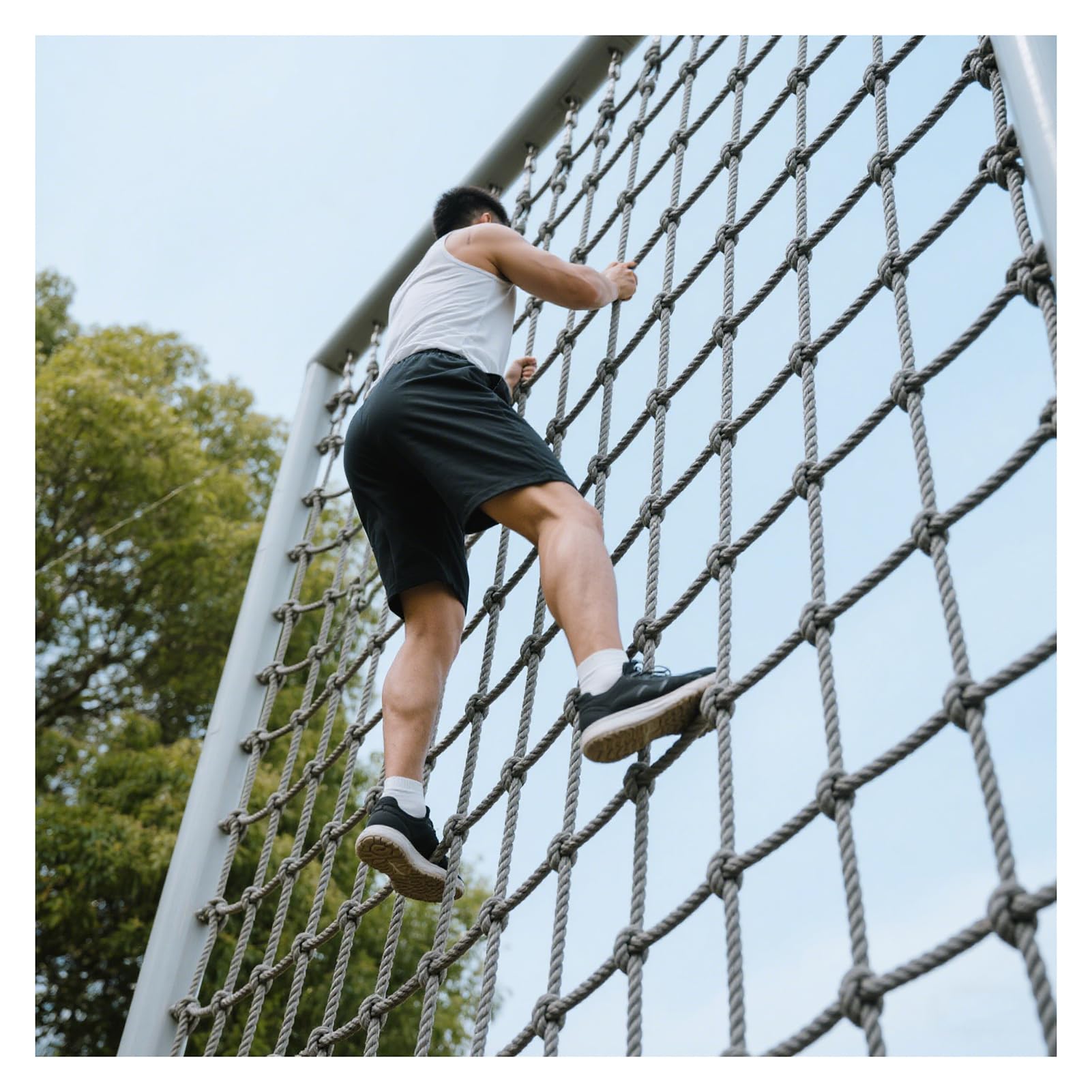 Yfqhzds One Color Climbing Cargo Net For Outdoor, Rope Ladder Climbing Net For Adults, Obstacle Course Training Playground, Tree House Accessories,1 * 2M(3.3 * 6.6Ft)