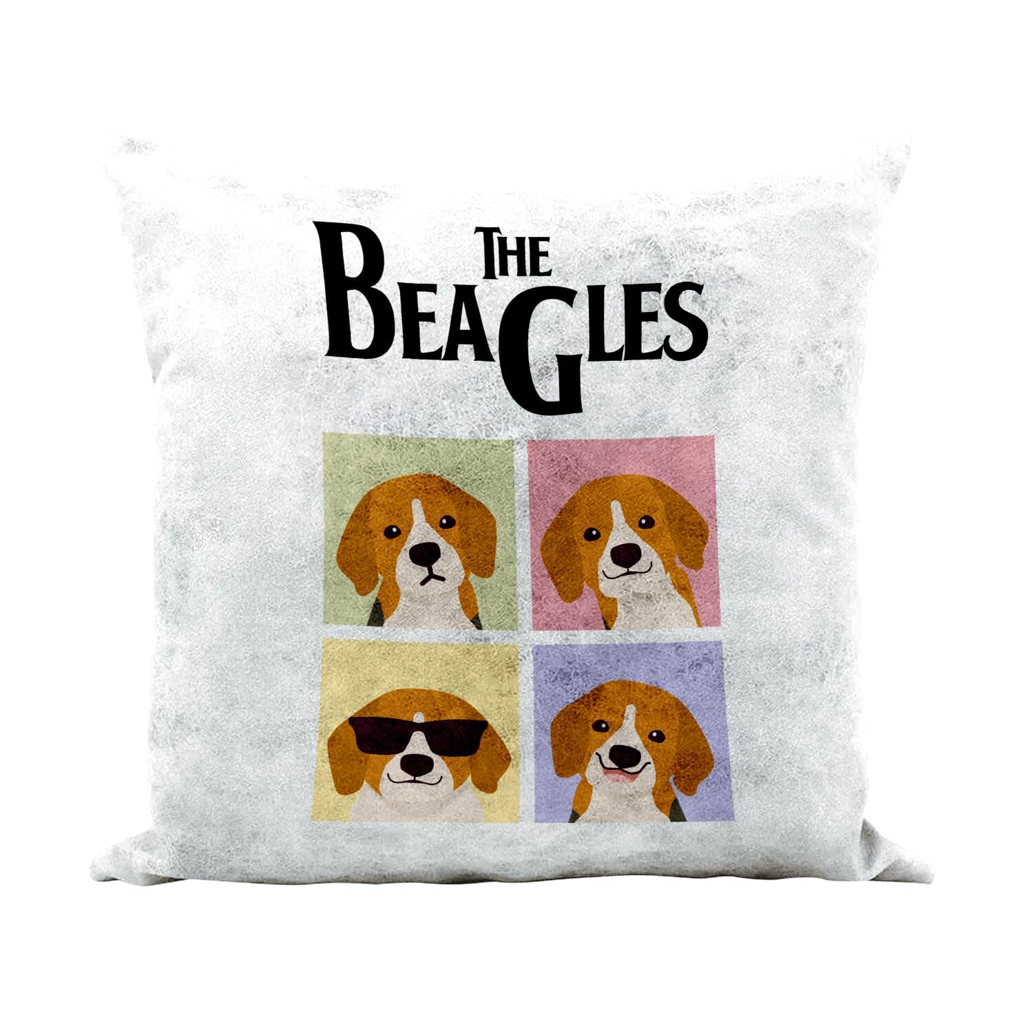 Coussin Similicuir Blanc pour Salon Parodie Chien The Beagles