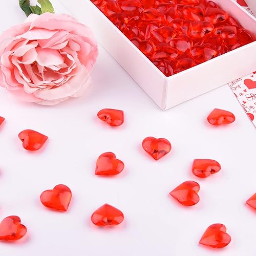 Miniatura 3 de TUPARKA 210 piezas de corazones acrílicos rojos acrílicos adornos para decoración de mesarellenos de jarróndecoración del hogar en el día de San