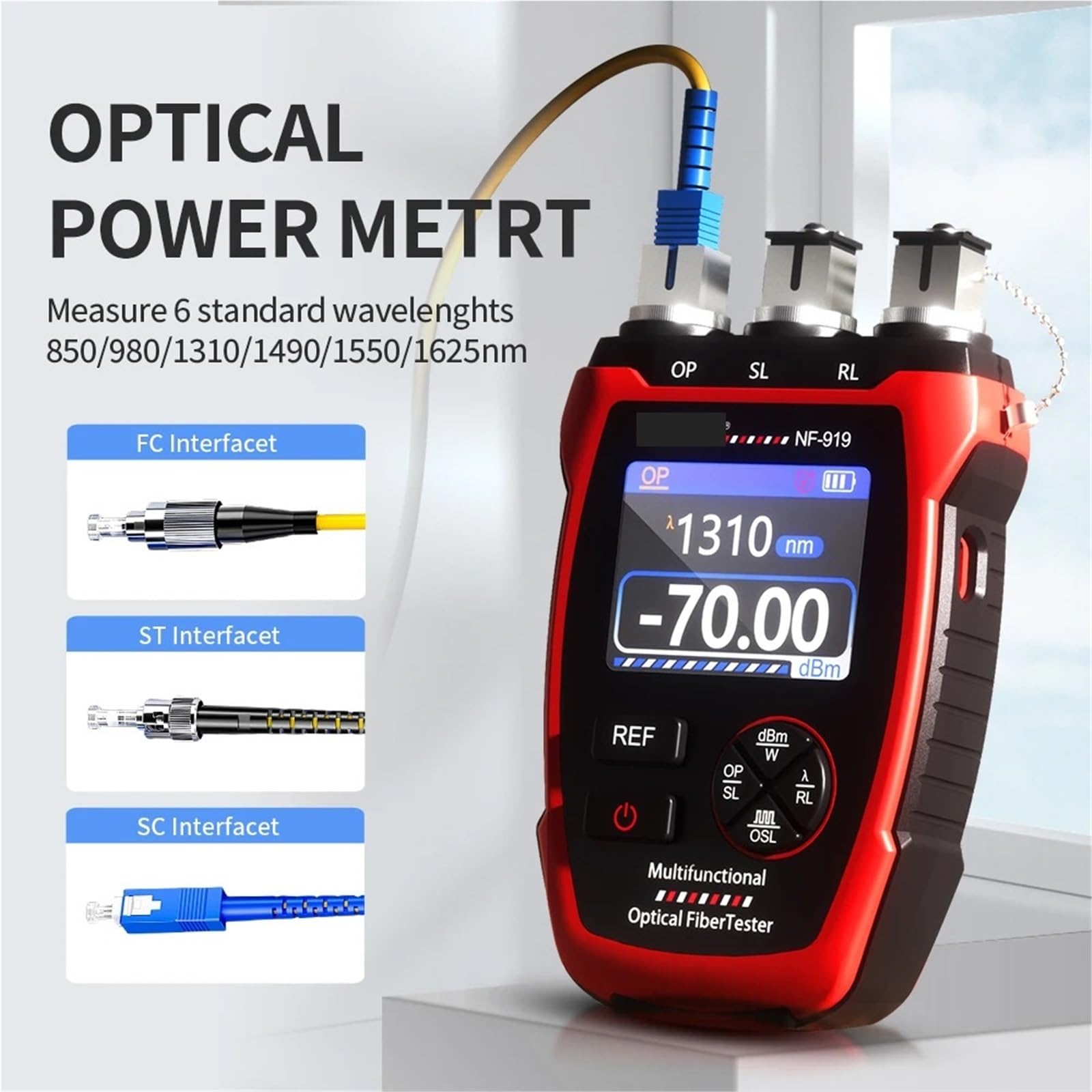 OTDR, NF-919 Optisches Leistungsmessgerät mit Lichtquelle, 6 Wellenlängen, Vfl Ref Sl, Visual Fault Locator, Lichtdämpfungsmessung