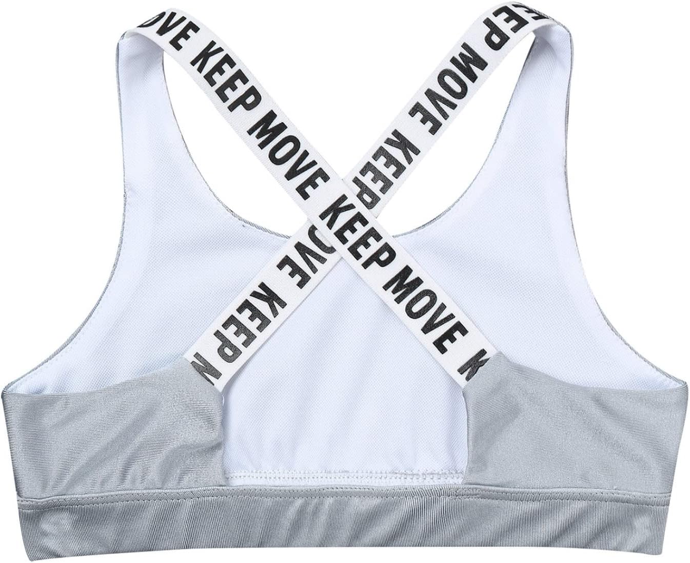 Big Girls Letter Straps X Back Sports Bra Gymnastics/Dance.Yoga Crop Top Athletic Undershirts