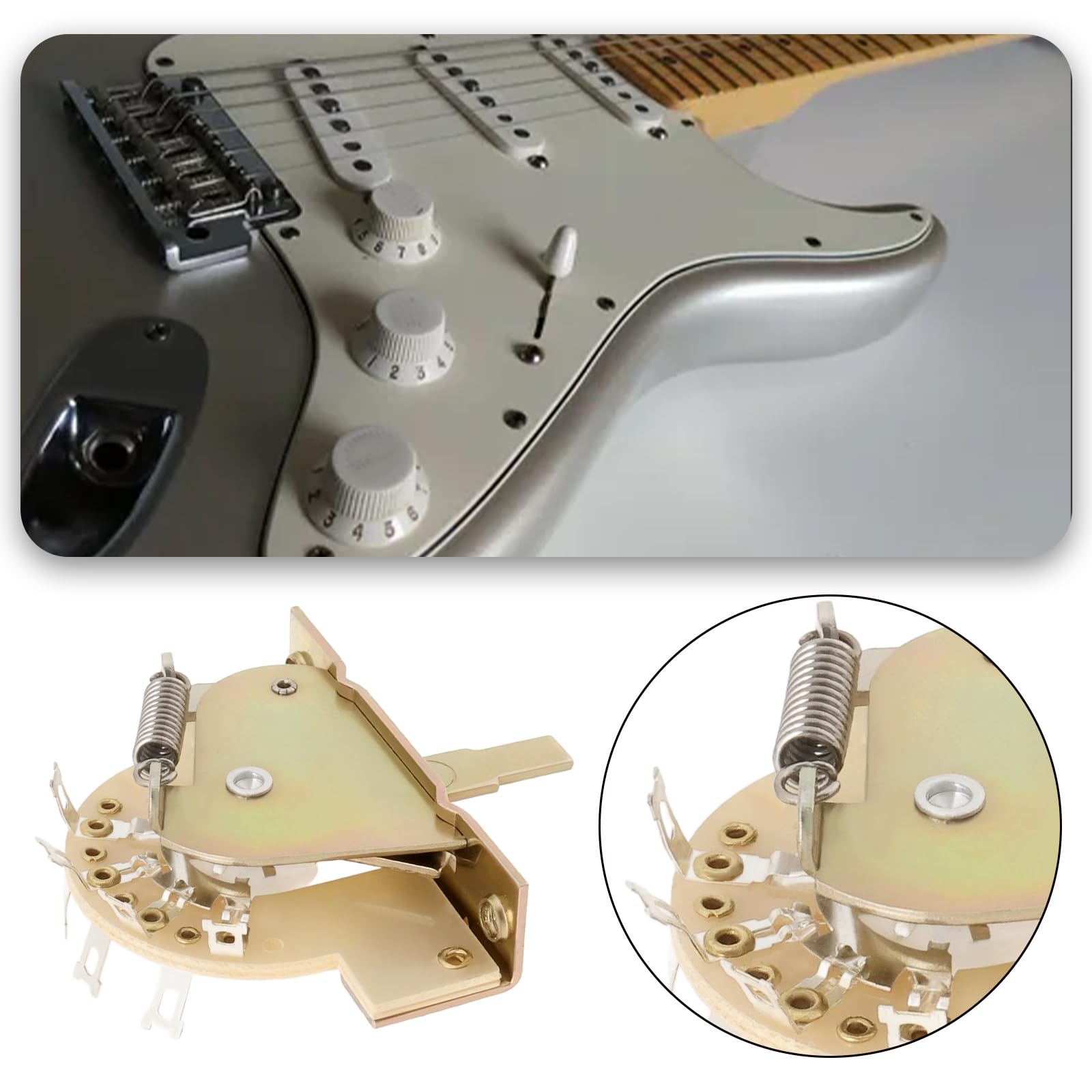 EMSea 1Pc CRL 5-Way Blade Switch with Caps Screws Compatible with Stratocasters for Guitar With Three Pickup Setup - Image 2