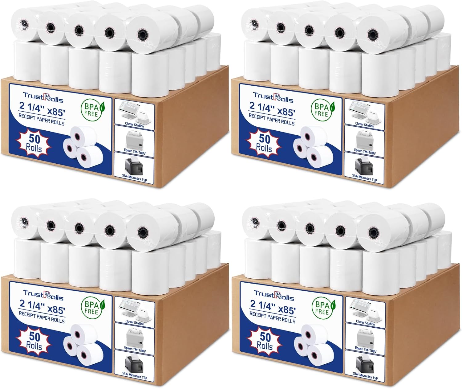 (200 Rolls) Premium 2 1/4 x 85 Thermal Paper Rolls - BPA Free Credit Card Receipt Paper for POS, ATM & Restaurant Printers​