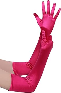 Long Opera Party 1920s Satin Tea Party Gloves Costume Stretchy Adult Size Elbow Length - Buy now