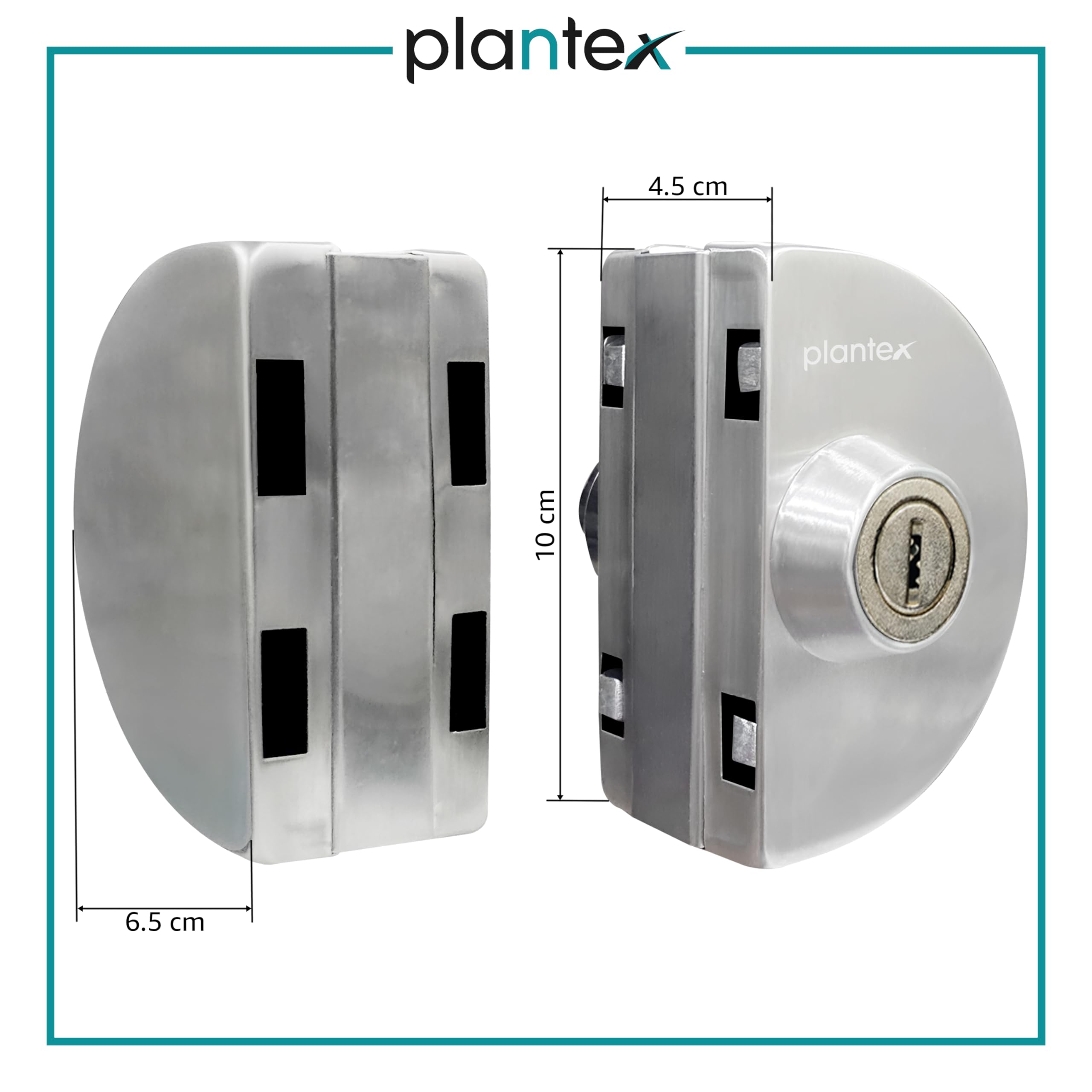Stainless Steel Glass Door Lock - No Drill Install -5
