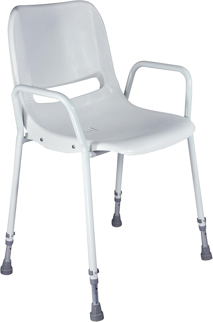 Aidapt Milton Shower Chair Adjustable Height Backrest for Comfort,NonSlip Rubber Ferrules