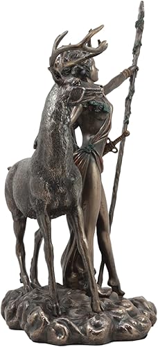 Miniatura 5 de Ebros Diosa griega romana de la caza Luna y naturaleza Diana con estatua de ciervo Artemisa La cazadora escultura 11.5 pulgadas de alto