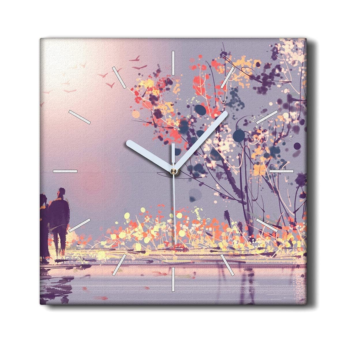 Horloge sur Toile 30x30cm Coloray Horloge Murale Silencieuse pour Salon Déco Coupler