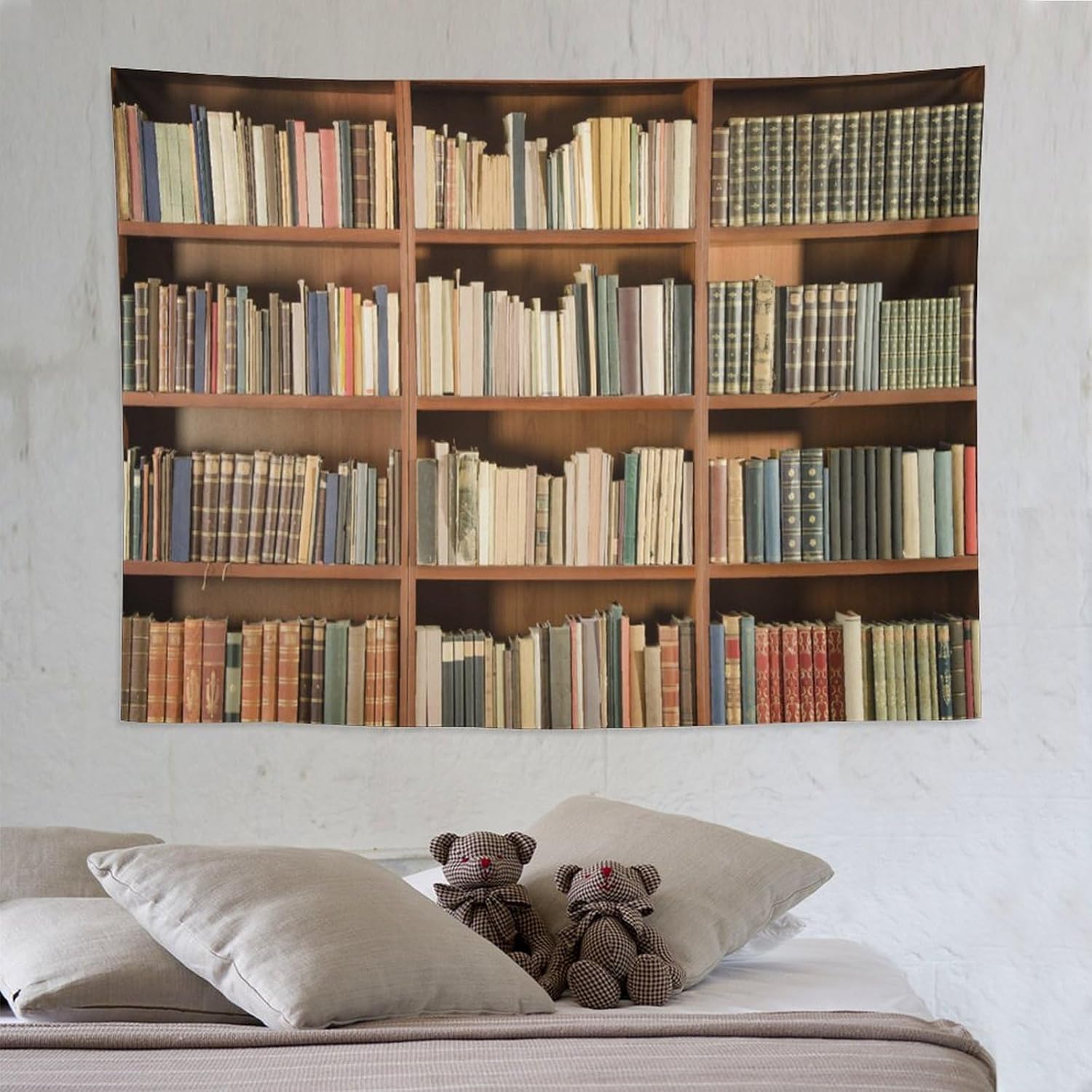 ZhiRain Library Bookshelf Tapestry Wall Hanging Vintage