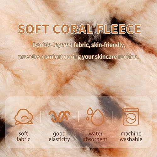 Miniatura 3 de WHAVEL Paquete de 6 diademas de maquillaje de leopardo para lavar la cara, cuidado de la piel, diadema de microfibra con lazo de microfibra, banda
