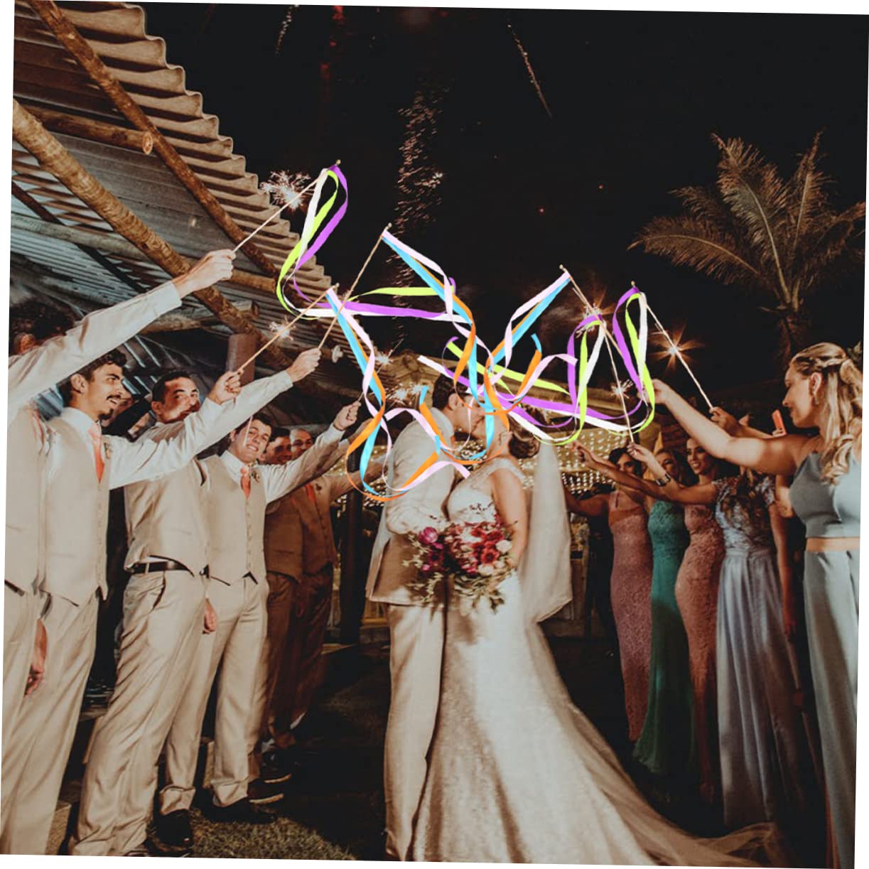 PLAFOPE 20Pcs Decorative Wedding Ribbon Fairy Wands with Streamers for Wedding Layout Decorations Bridal Showers and Party Favors - Image 4
