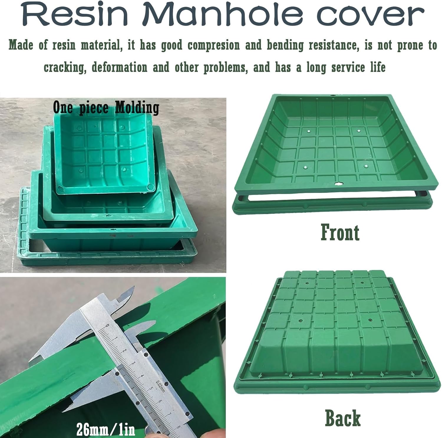 Invisible Manhole Cover Decorative Drainage Tank Lid for Outdoor Use Ideal for Green Areas Streetscapes & Commercial Spaces Grass Planter Pot (3 pcs 60cm x 60cm)