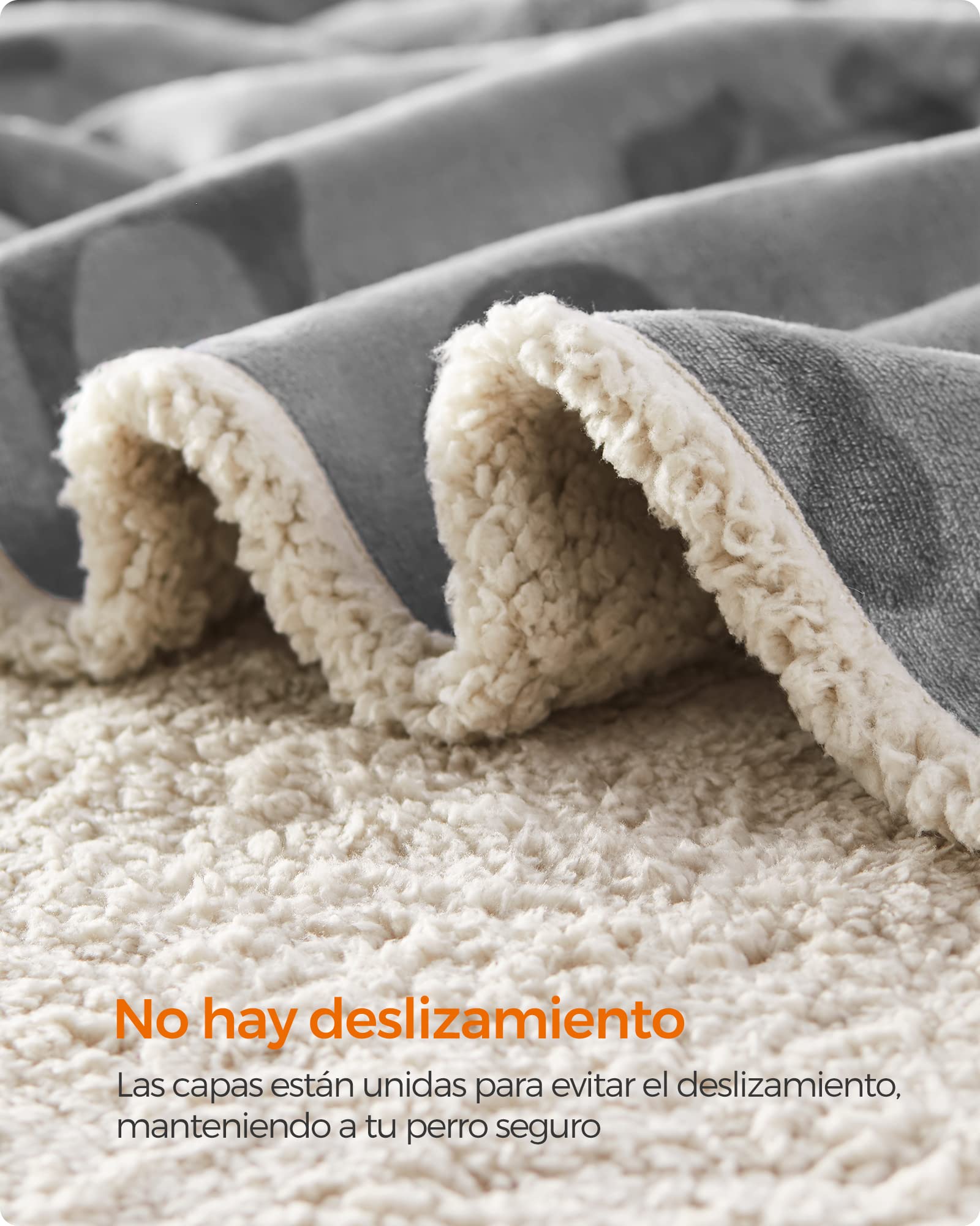 Feandrea Manta Impermeable para Perros, Vellón y Franela, para Perros Minialtura, Gatos, 73 x 63 cm, S, Reversible, Protección para Sofá, Cama, Lavable a Máquina, Gris PPB029G01
