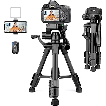 JOILCAN Mini Tripod 63.5 cm Aluminium Camera Tripod for Cannon/Sony/DSLR Lightweight Table Tripod for Smartphone with Mobile Phone Holder & Remote Shutter for Camera/Video Camcorder/Projectors
