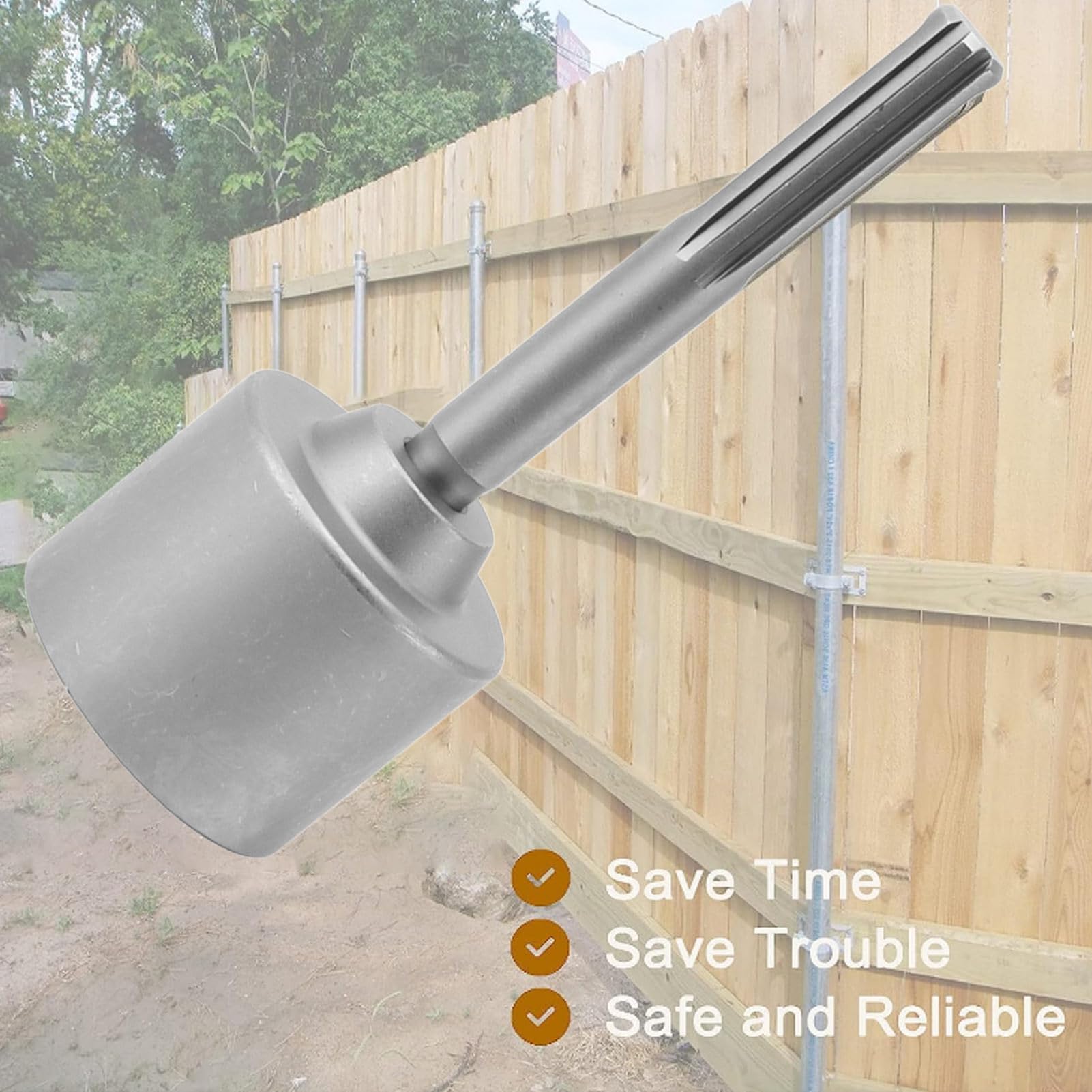 GLOGLOW T Post Driver, SDS Shank T Post Driver Attachment 5 Pits Shank Steel Recinzione Post Driver per Guidare Aste di Terra (65mm)