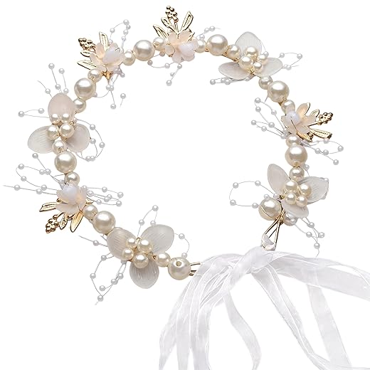 Acessório de cabeça de daminha de flor, faixa de cabeça de noiva, acessórios de cabelo de daminha de flor, acessórios de cabelo pérola de cristal de princesa, adequado para meninas adolescentes