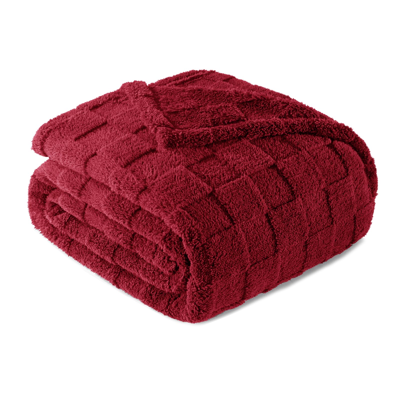 Exclusivo Mezcla Manta de Franela Doble Cara – Suave, Ligera y Cálida, Ideal para Sofá y Cama, Todas Las Estaciones, 130x150 cm, Rojo Oscuro OEKO-TEX STANDARD 100