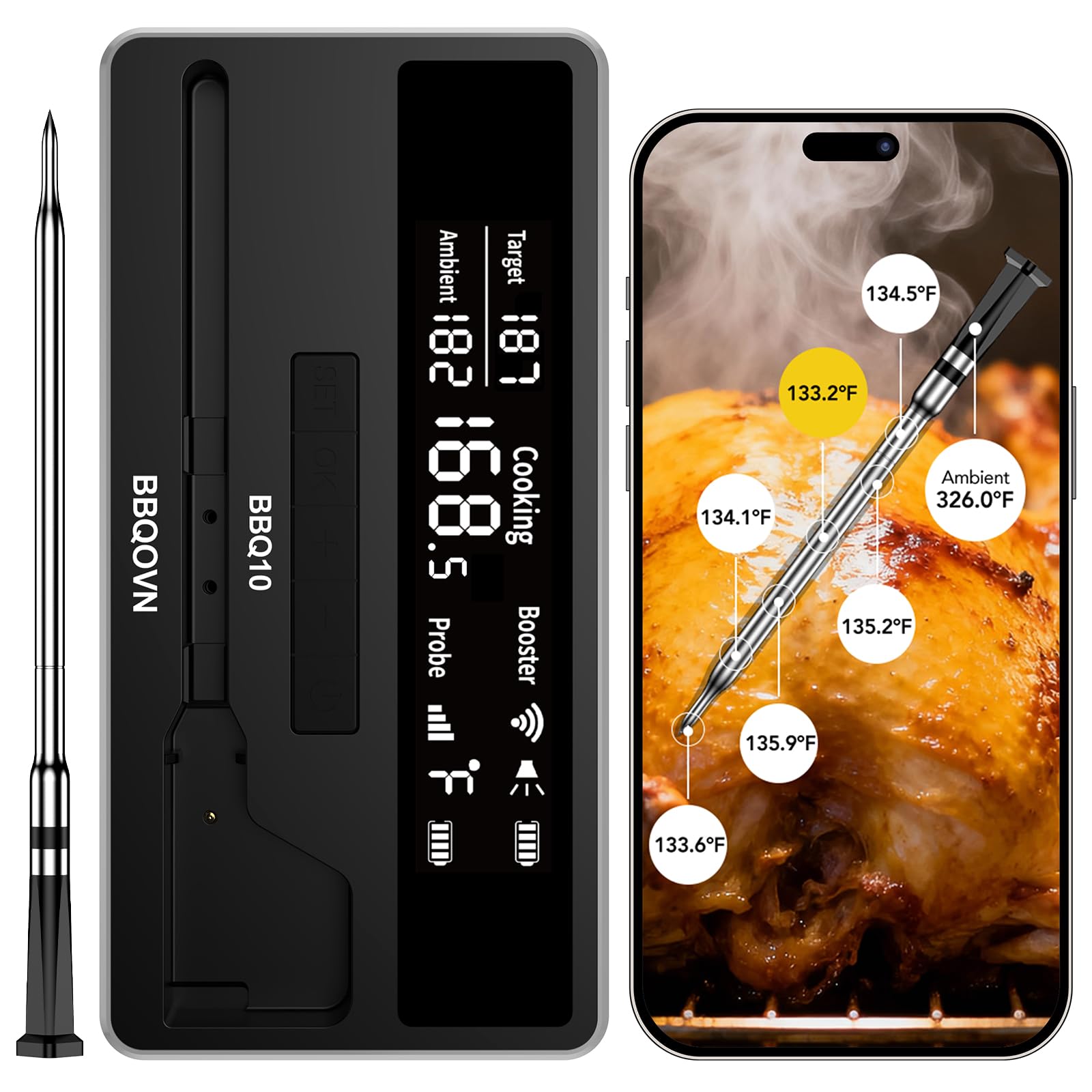 Termómetro Smart Wireless Meat (1, blanco, pequeño)