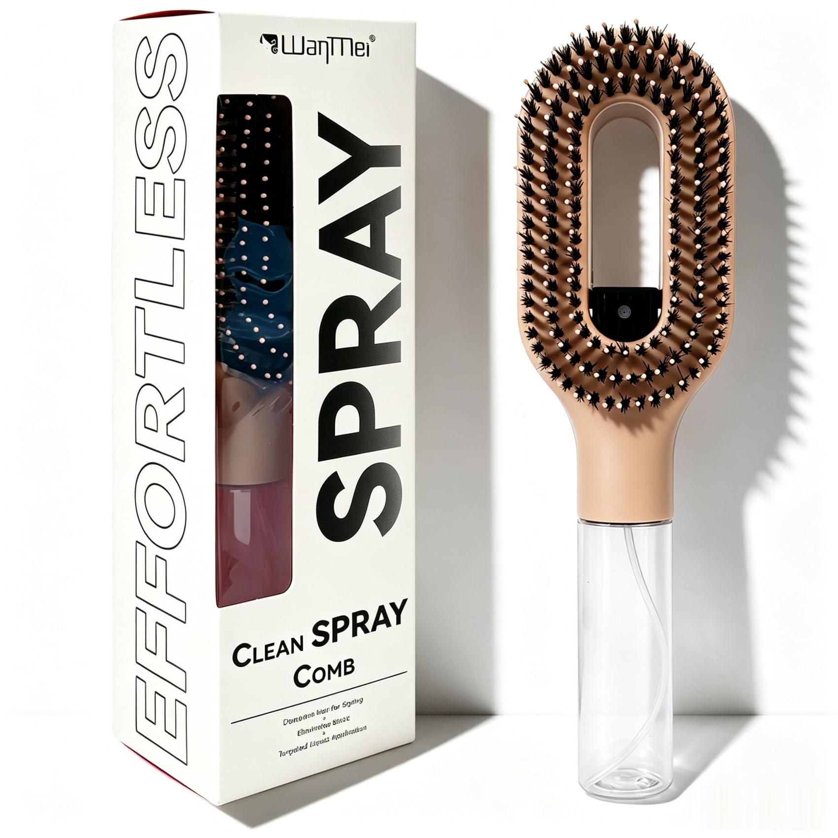 Spazzola districante 2 in 1 per capelli bagnati e asciutti, anti-crespo, ricaricabile, per capelli ricci, spessi, ondulati e bambini, colore cachi