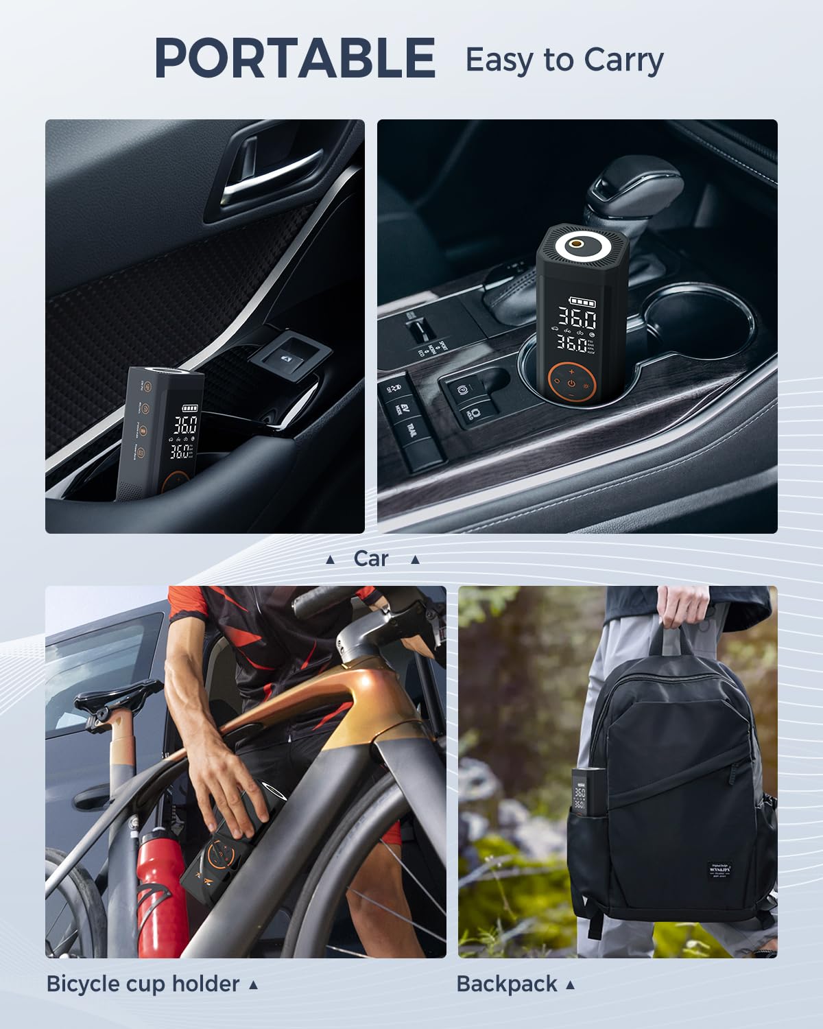 TowerTop Reifenfüller Luftkompressor: 2,5 x schnelleres Aufpumpen, 150 PSI schnurlose Fahrradpumpe mit 7800 mAh wiederaufladbarem Akku, Autoreifenpumpe für Auto, Fahrrad, Motorrad, Ball, Pickup und