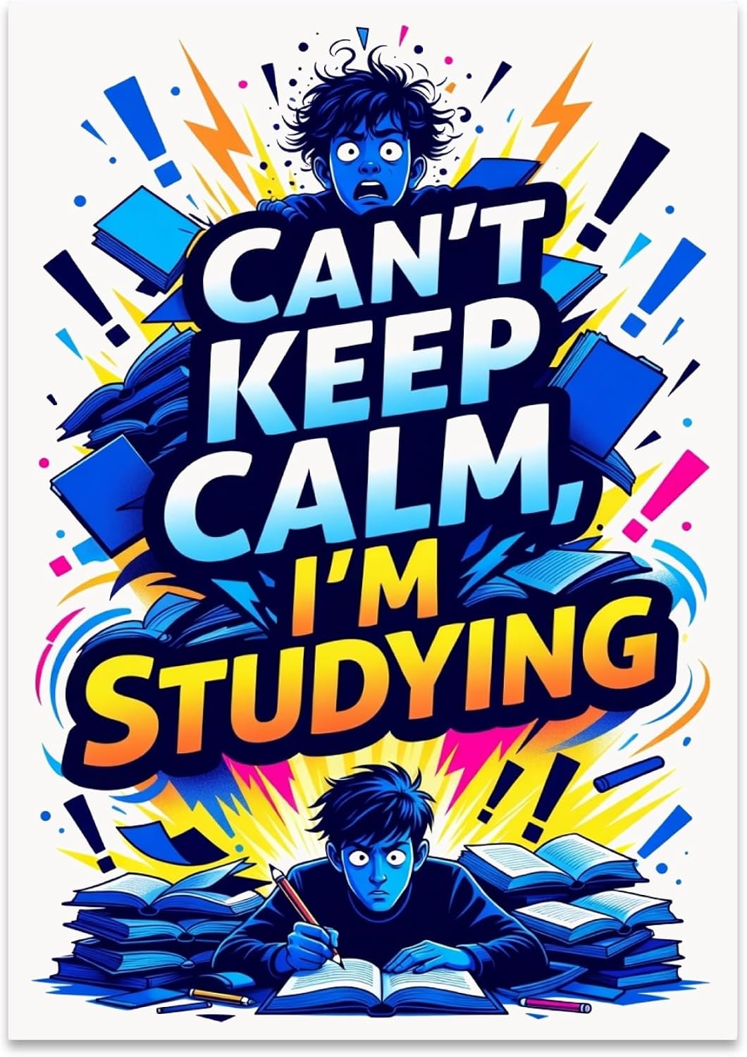 Student Life Poster Print - Can't Keep Calm, I'm Studying - 13x19 - Energetic Decor