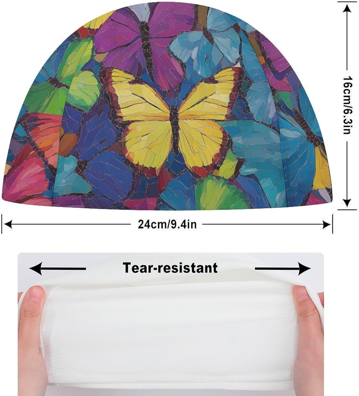 Multicolored Butterflies Womens Swim Cap for Men Adult Swimming Hat Curly Short Medium Long Hair