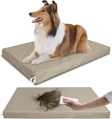 Cama de cuero XL para perros, camas impermeables para perros resistentes al pelo con fundas lavables, cama ortopédica de espuma para mascotas