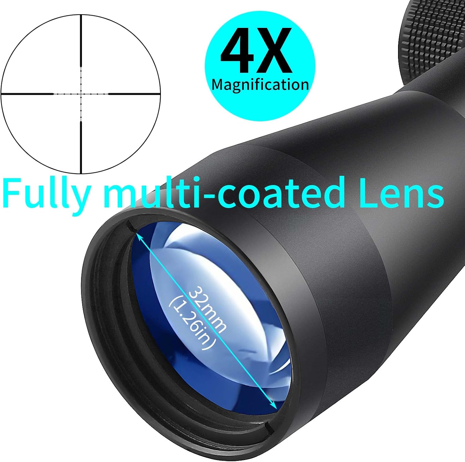 Beileshi 4x32 Compact Rifle Scope Crossbow Scope,Crosshair Optics Hunting Scope with 20mm Free Mounts