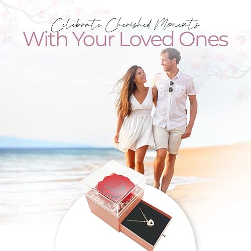 Miniatura 6 de AROMEO Caja de rosas preservadas con collar, regalos para el día de San Valentín, regalos para mujeres, mamá, novia, mejor esposa, Pascua,