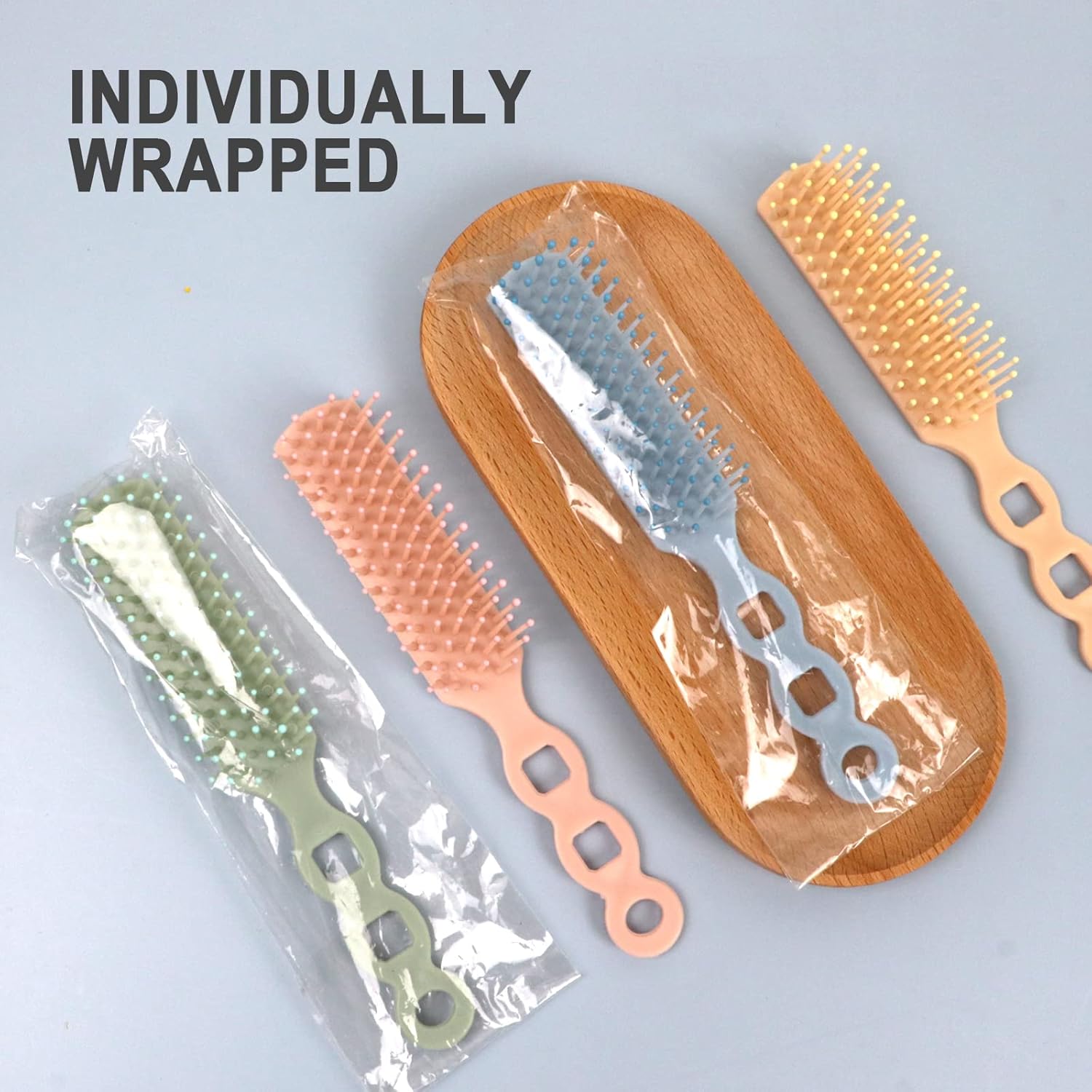 60 Pack Hair Brushes in Bulk for Homeless, Bulk Hair Brush Individually Wrapped for Curly Wavy Hair Blow Drying Styling Detangling Suitable for Shelter, Hotel(Light Orange) - Image 6