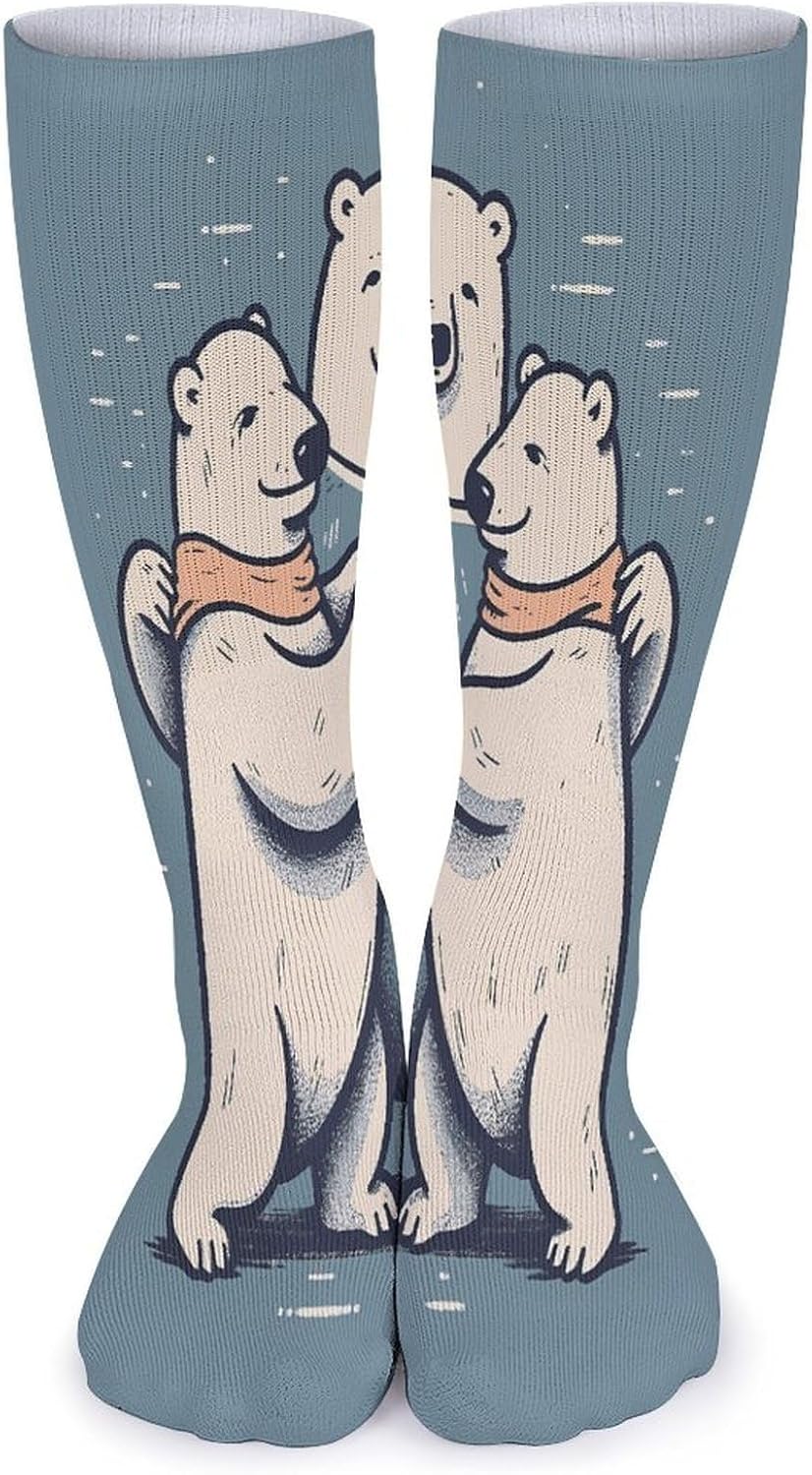 Bear Dancing Crew Socks Cozy Casual Calf Socks Lightweight Long Work Sock Breathable Athletic Sock for Hiking Sports Running 5 Pairs