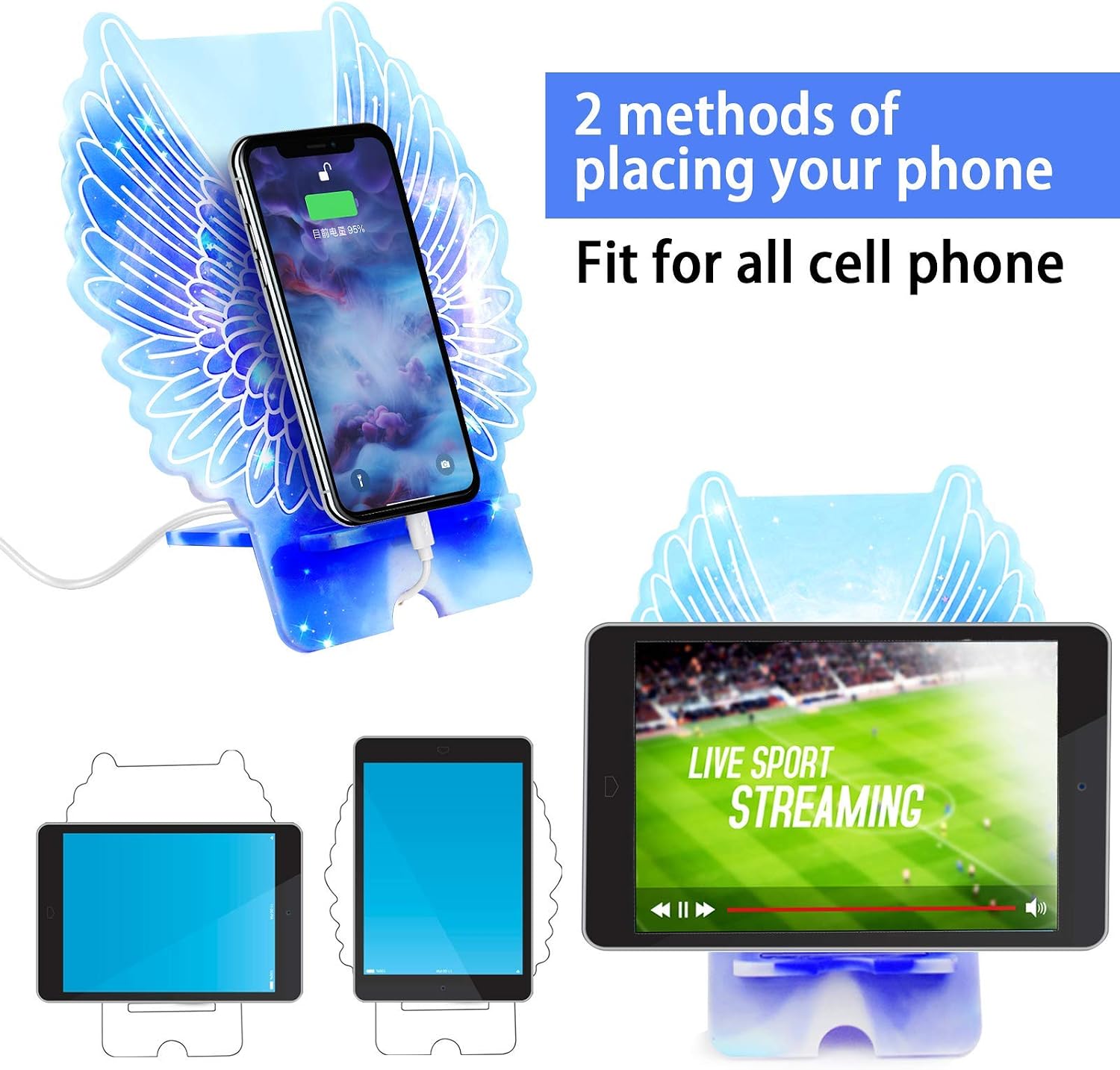 Juome Phone Stand Resin Molds Silicone,Wing Cell Phone Holder Epoxy Resin Casting Molds for DIY Mobile Phone Bracket Display Stand