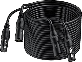 LiNKFOR 2 Pack XLR Male to Female Cables, 3 m Low Distortion Microphone Cable for Recorders Speakers Amplifiers