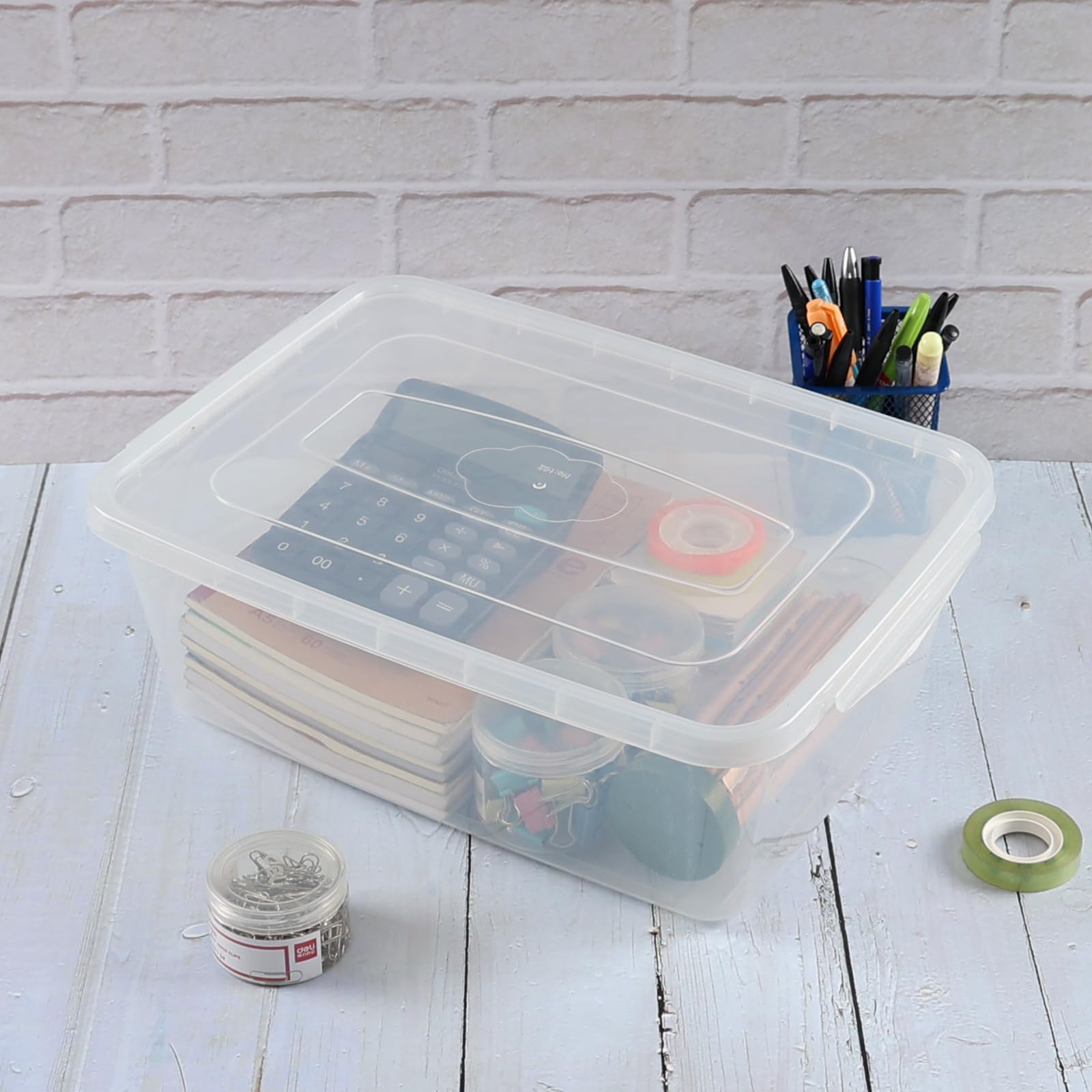 Lot de 4 bacs de rangement transparents de 12,7 litres, boîte de rangement à verrouillage en plastique avec couvercle