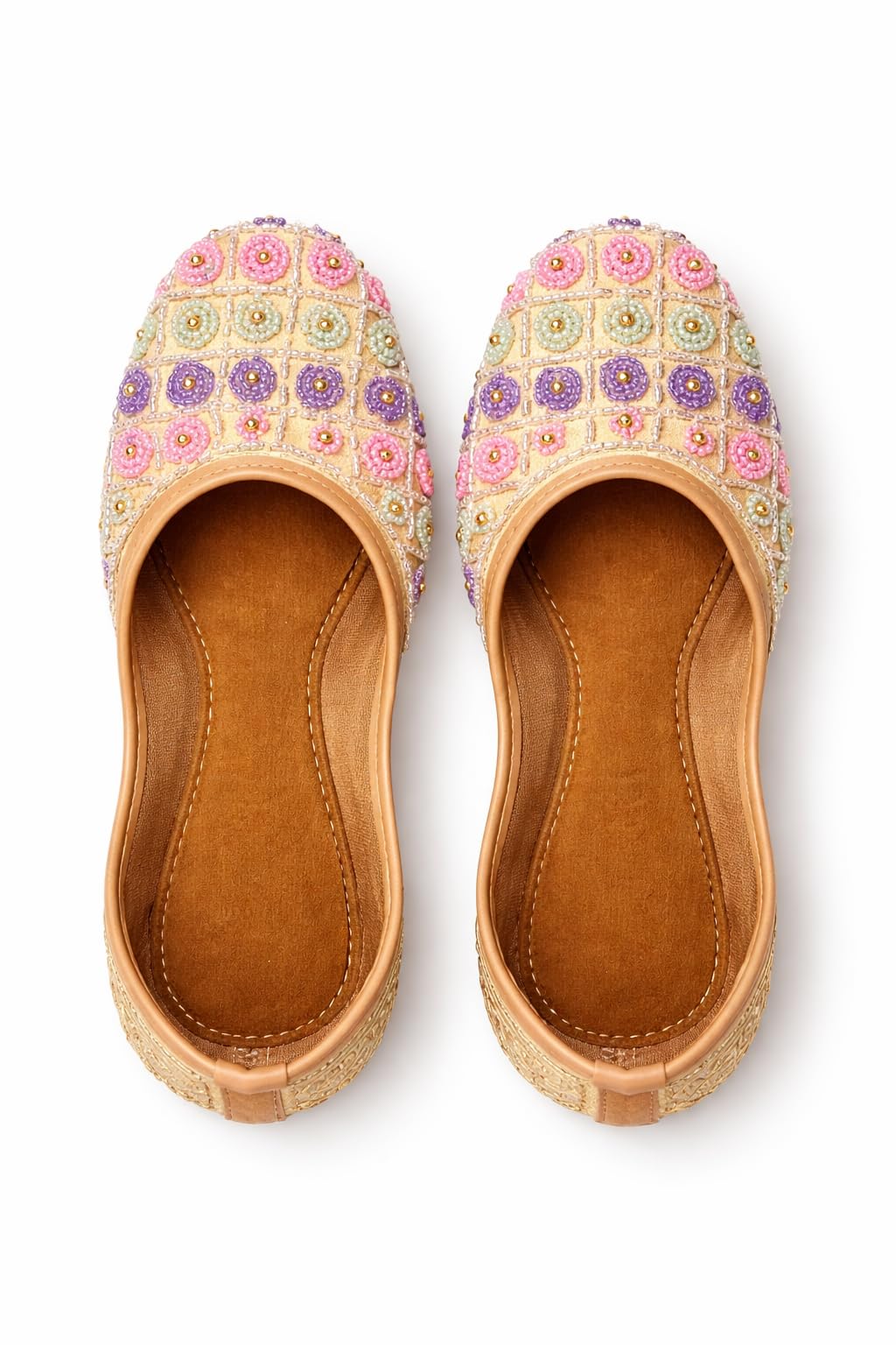 Pransh Collections Handmade Flat Comfortable Fancy Multicolor Punjabi Jutti for Women-image-22