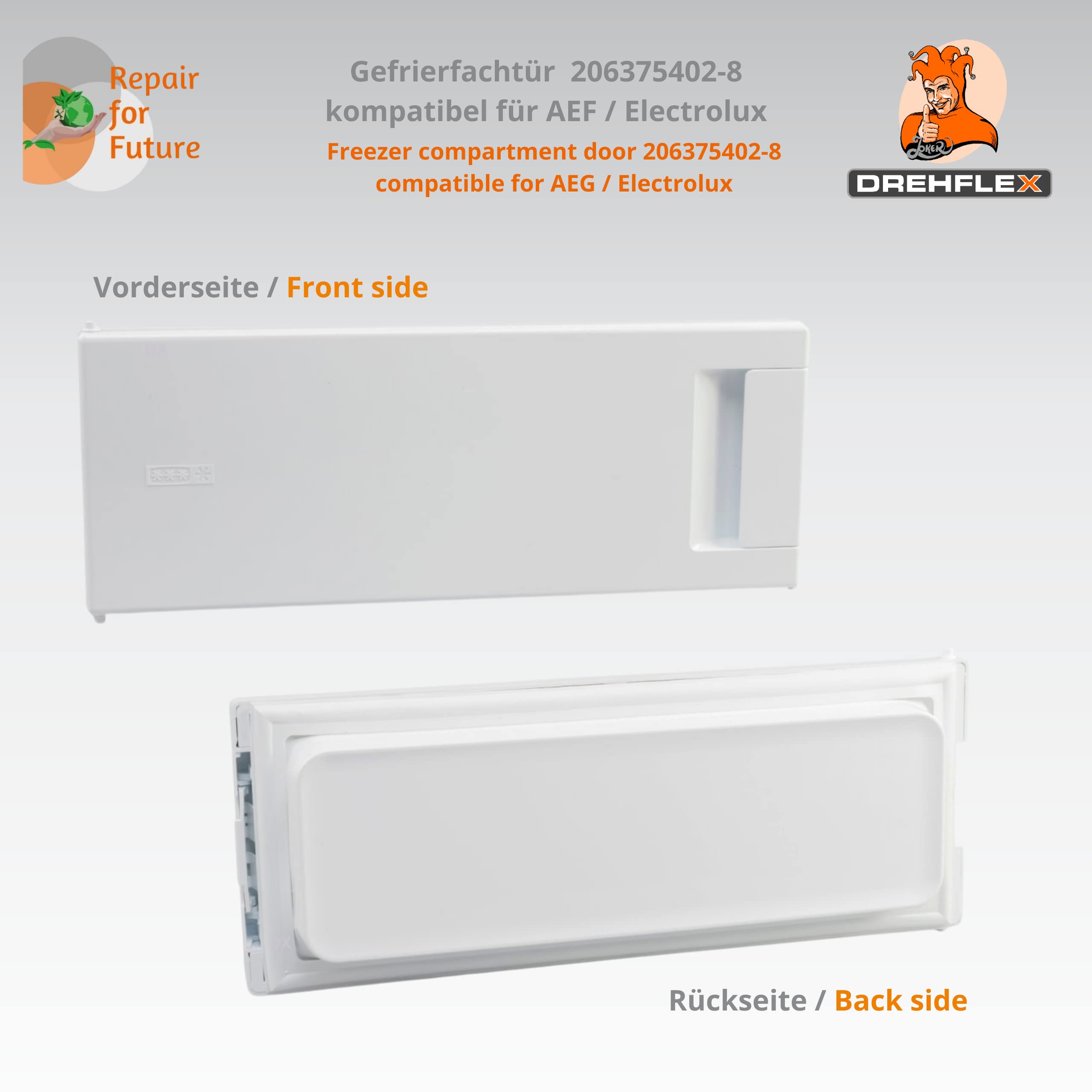 Gefrierfachtür 47,0 x 19,3 cm für AEG/Electrolux Teile-Nr. 206375402-8