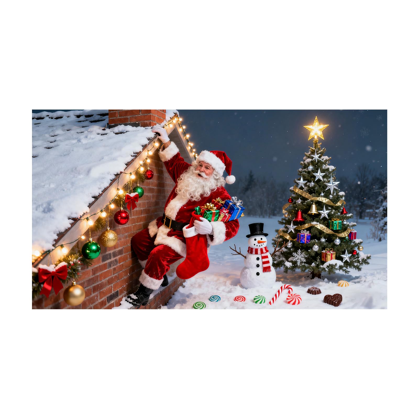 Banner Christ Mas Garage Door Garage Banner Santa Snowman Christmas Festive Outdoor Hanging Sign Winter Holiday Party Large Background Mural Suitable for Home Outdoor Indoor Party Wall