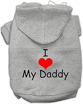 Mirage Pet Products I Love y Daddy Screen Print Pet Hoodies, Grey, Medium