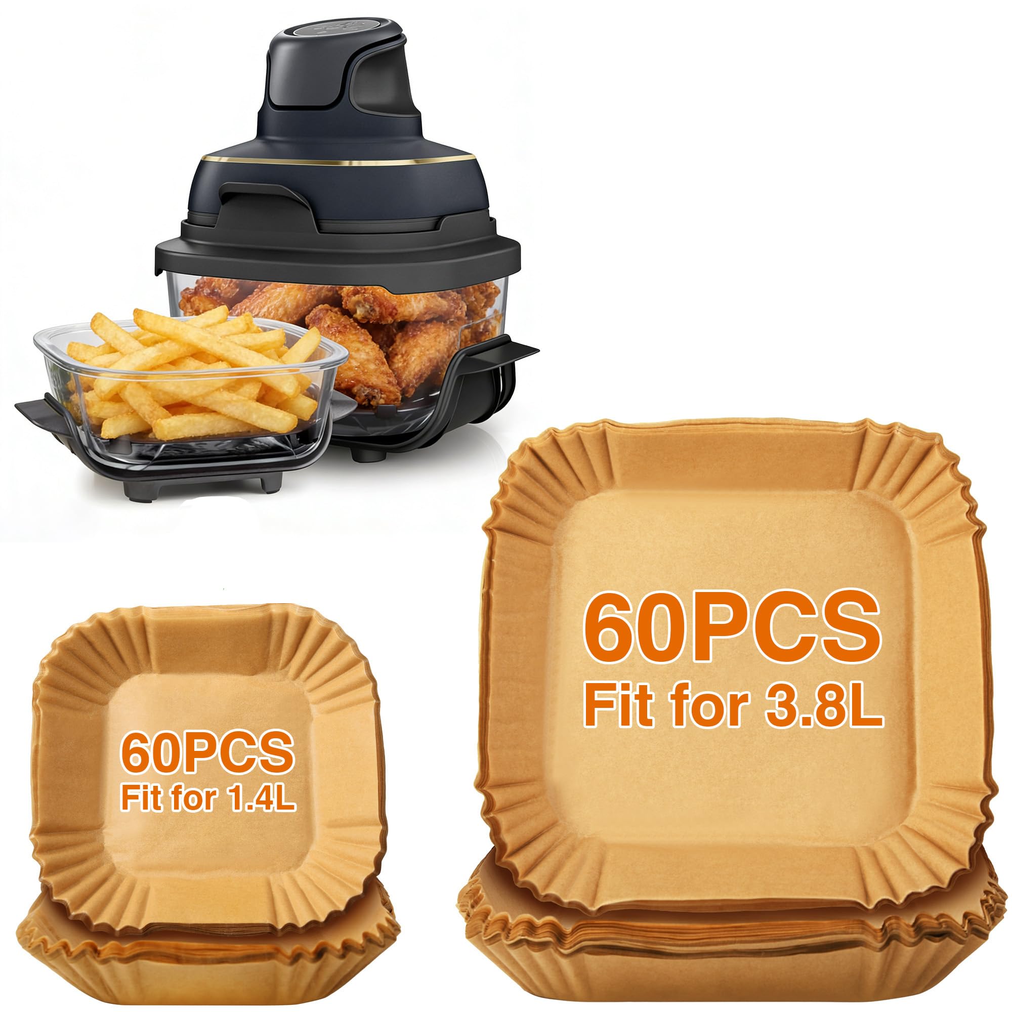 Papel de cocina para Air Fryer Ninja CRISPi, 120 piezas de papel sulfurizado accesorios para Air Fryer 3,8L y 1,4L FN101EUGY, FN101EUST, FN101EUSG, forros de papel para freidora sin aceite accesorios