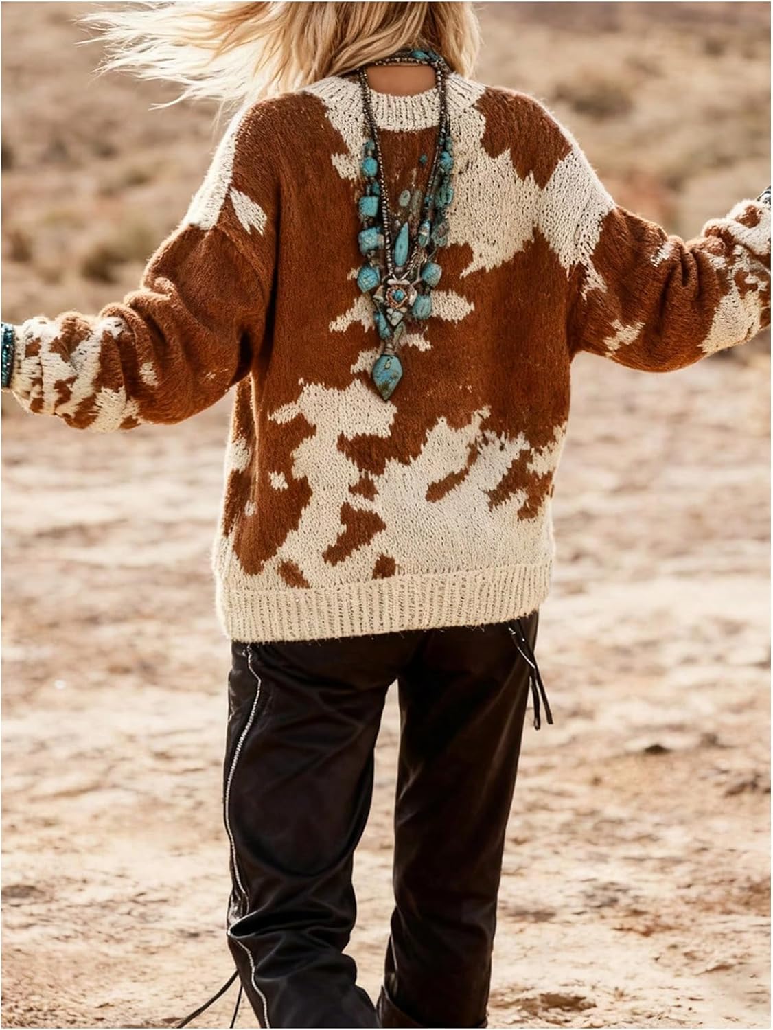 Women's Western Graphic Sweater Crew Neck Pullover Sweaters Cowgirl Outfits Jumper