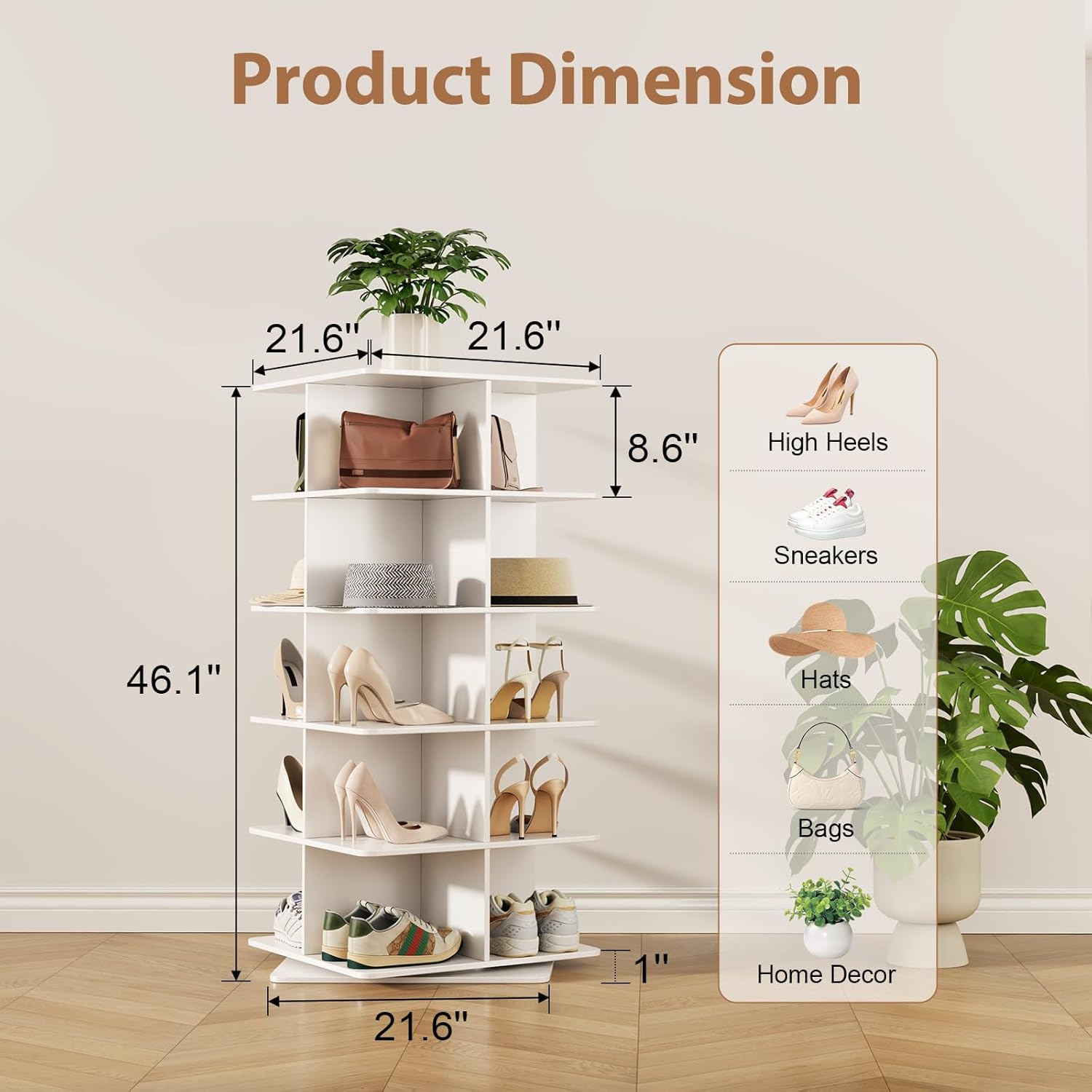 Rotating Shoe Rack Tower, PVC Material Structure, 7-Tier 360° Swivel Shoe Storage Organizer, Space-Saving Spinning Shoe Shelf for Entryway, Closet, Bedroom Nook 5