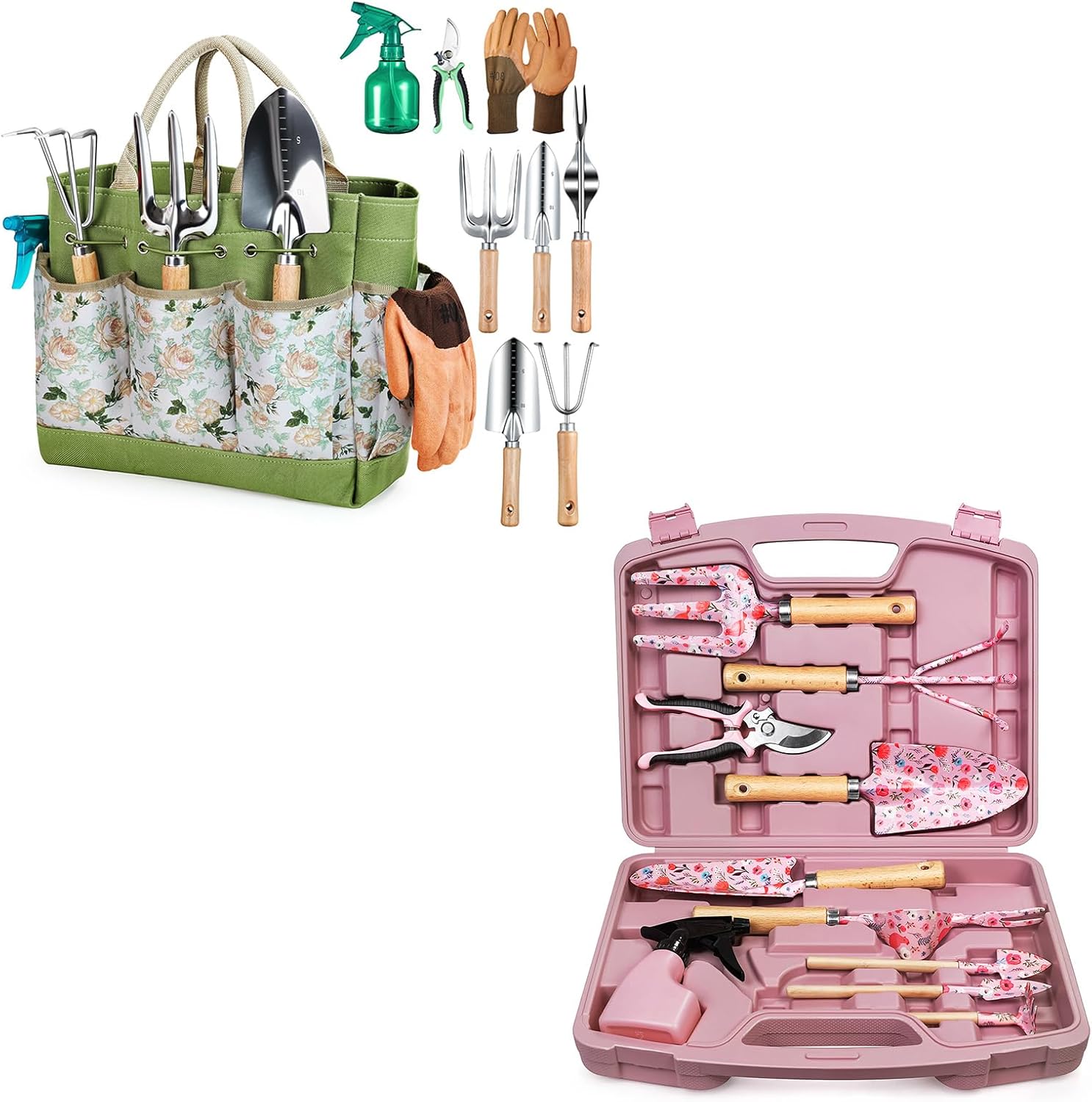 Gardening Tools 9 Piece and 12-Piece Womens Gardening Tools Gift Set, Garden Tools with Durable Carrying Case, Fashionable and Thoughtful Gifts for Garden Women