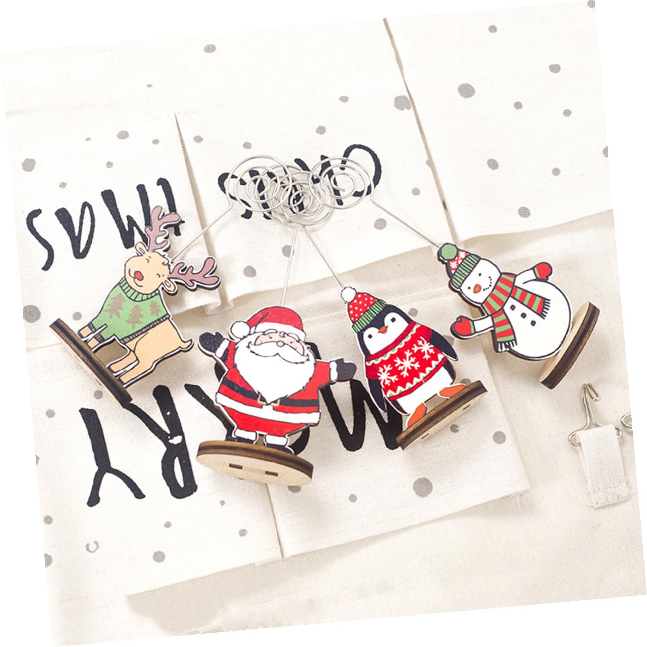 INOOMP Porta Memo Natalizio in Metallo e Legno 20 Pezzi con Design Cartone Animato per Supporto Segnaposto Tavolo Matrimonio e Decorazioni Feste Stili multipli