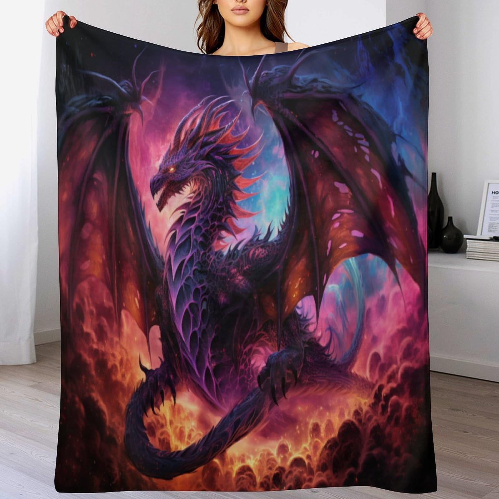 Couverture polaire dragon plaid peluche chaude légère douce pour lit et canapé